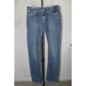 VTG True Religion Super T Straight Leg Jeans Medium Wash Rhinestones Size 29